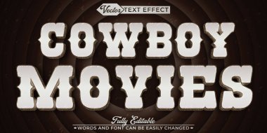 Batılı Kovboy Filmleri Vektör Düzenlenebilir Metin Efekti Şablonu