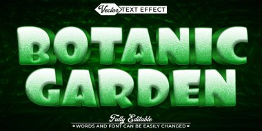 Çizgi film Yeşil Botanik Bahçesi Vektör Düzenlenebilir Metin Efekti Şablonu
