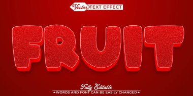 Kırmızı Meyve Elması Vektörü Düzenlenebilir Metin Efekti Şablonu