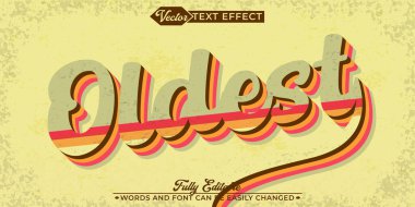 Vintage En Eski Vektör Düzenlenebilir Metin Efekti Şablonu