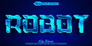 Mavi Metalik Robot Vektör Düzenlenebilir Metin Efekti Şablonu