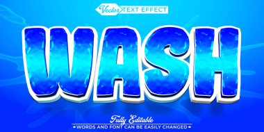Çizgi film Mavi Yıkama Vektörü Düzenlenebilir Metin Efekti Şablonu