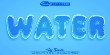 Çizgi film Mavi Su Vektörü Düzenlenebilir Metin Efekti Şablonu