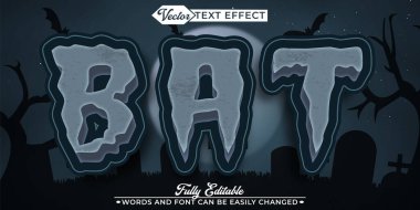 Korku Yarasa Vektörü Düzenlenebilir Metin Efekti Şablonu