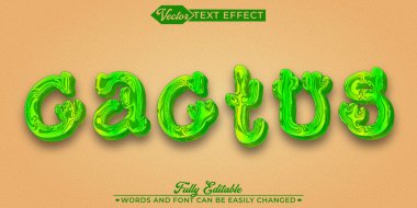 Çizgi film Şirin Kaktüs Vektör Düzenlenebilir Metin Efekti Şablonu