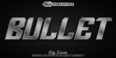 Gümüş Yıpranmış Kurşun Vektörü Düzenlenebilir Metin Efekti Şablonu