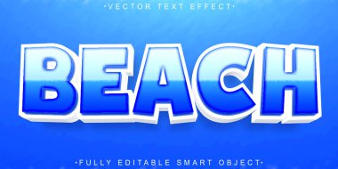 Mavi Deniz Sahili Vektörü Tam Düzenlenebilir Akıllı Nesne Metin Efekti
