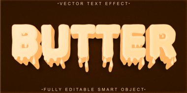 Organik Eriyen Tereyağı Vektörü Tamamen Düzenlenebilir Akıllı Nesne Metni E