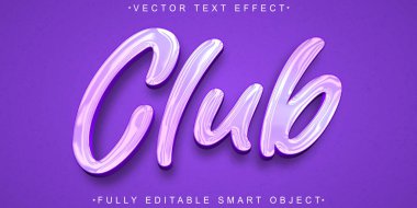 Yumuşak Mor Kulüp Vektörü Tamamen Düzenlenebilir Akıllı Nesne Metin Efekti