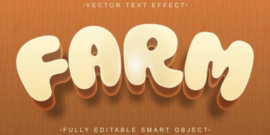 Çizgi film Çiftlik Vektörü Tamamen Düzenlenebilir Akıllı Nesne Metin Efekti