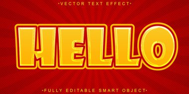 Çizgi film Merhaba Vektör Tam Düzenlenebilir Akıllı Nesne Metin Efekti