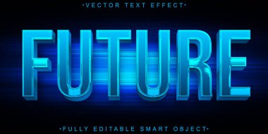 Koyu Mavi Gelecek Vektörü Tam Düzenlenebilir Akıllı Nesne Metin Efekti