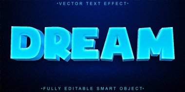Çizgi film Mavi Rüya Vektörü Tamamen Düzenlenebilir Akıllı Nesne Metni Efekti