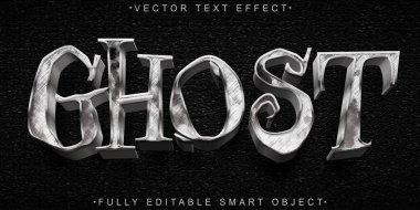 Korku Koyu Gümüş Hayalet Vektörü Tamamen Düzenlenebilir Akıllı Nesne Metni