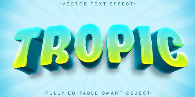 Çizgi film Tropik Vektör Tam Düzenlenebilir Akıllı Nesne Metin Efekti
