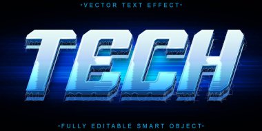 Mavi Parlak Teknoloji Vektörü Tamamen Düzenlenebilir Akıllı Nesne Metin Efekti