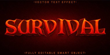 Kırmızı Hayatta Kalma Vektörü Tam Düzenlenebilir Akıllı Nesne Metin Efekti