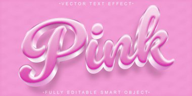Pembe Renk Vektörü Tam Düzenlenebilir Akıllı Nesne Metin Efekti