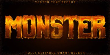 Turuncu Korku Canavarı Vektörü Tamamen Düzenlenebilir Akıllı Nesne Metni Efekti