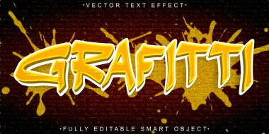 Turuncu Graffiti Vektörü Tamamen Düzenlenebilir Akıllı Nesne Metin Efekti