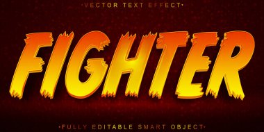 Orange Fighter Vector Fully Editable Smart Object Text Effect clipart