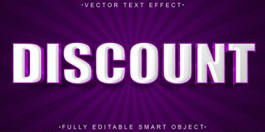 Mor İndirim Vektörü Tam Düzenlenebilir Akıllı Nesne Metin Efekti