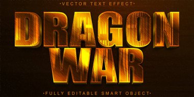 Turuncu Ejder Savaş Vektörü Tamamen Düzenlenebilir Akıllı Nesne Metin Efekti