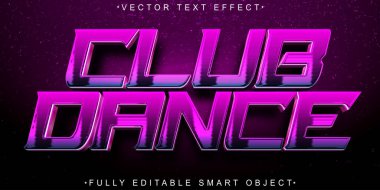 Mor Parlak Kulüp Dans Vektörü Tamamen Düzenlenebilir Akıllı Nesne Metni 