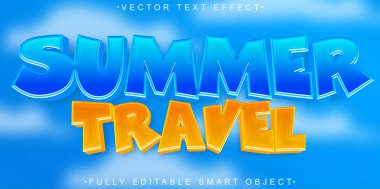 Çizgi film Yaz Seyahat Vektörü Tamamen Düzenlenebilir Akıllı Nesne Metni Efekti