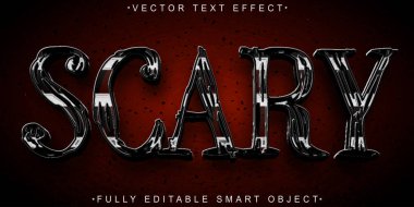 Koyu Gri Korkunç Vektör Tamamen Düzenlenebilir Akıllı Nesne Metni E