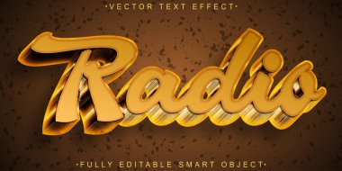 Parlak Retro Turuncu Radyo Vektörü Tamamen Düzenlenebilir Akıllı Nesne Metni