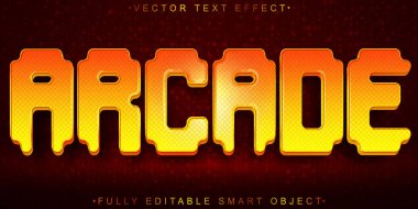 Turuncu Arcade Vektörü Tam Düzenlenebilir Akıllı Nesne Metin Efekti