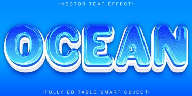 Çizgi film Mavi Su Okyanusu Vektörü Tamamen Düzenlenebilir Akıllı Nesne Metni