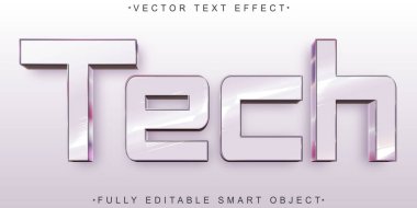 Beyaz Teknoloji Vektörü Tam Düzenlenebilir Akıllı Nesne Metin Efekti