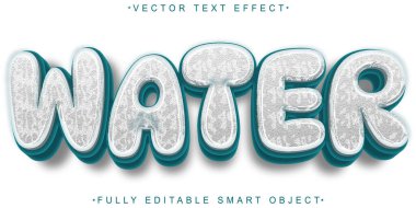 Çizgi film Su Vektörü Tam Düzenlenebilir Akıllı Nesne Metin Efekti