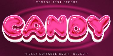 Pembe Şirin Şeker Vektörü Düzenlenebilir Metin Efekti Şablonu