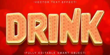 Çizgi film İçecek Vektörü Tam Düzenlenebilir Akıllı Nesne Metin Efekti