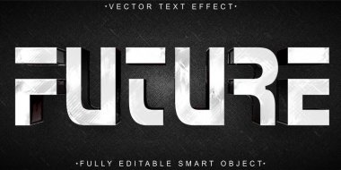 Siyah Krom Gelecek Vektörü Düzenlenebilir Metin Efekti Şablonu