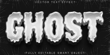 Çizgi film Beyaz Hayalet Vektörü Tamamen Düzenlenebilir Akıllı Nesne Metni Effe