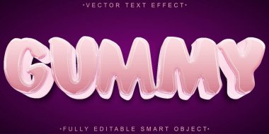 Çizgi film Pembe Sakız Vektörü Tamamen Düzenlenebilir Akıllı Cisim Metni Efekti