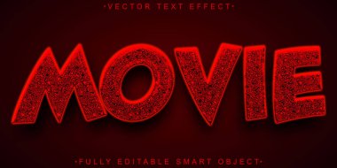 Kırmızı Film Vektörü Tam Düzenlenebilir Akıllı Nesne Metin Efekti