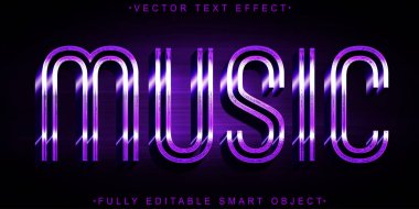 Mor Müzik Vektörü Tam Düzenlenebilir Akıllı Nesne Metin Efekti