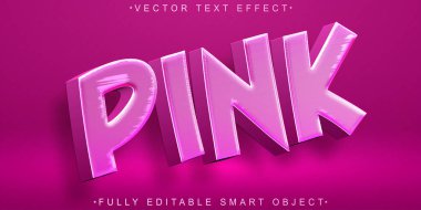 Pembe Renk Vektörü Tam Düzenlenebilir Akıllı Nesne Metin Efekti