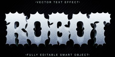 Gümüş Robot Vektörü Tam Düzenlenebilir Akıllı Nesne Metin Efekti