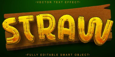 Hasır Çiftlik Sarı Vektörü Tamamen Düzenlenebilir Akıllı Nesne Metin Efekti