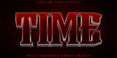 Kırmızı Zaman Vektörü Tam Düzenlenebilir Akıllı Nesne Metin Efekti