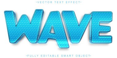 Çizgi film Mavi Dalga Vektörü Tamamen Düzenlenebilir Akıllı Nesne Metin Efekti