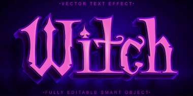 Sihirli Cadı Vektörü Tam Düzenlenebilir Akıllı Cisim Metni Efekti
