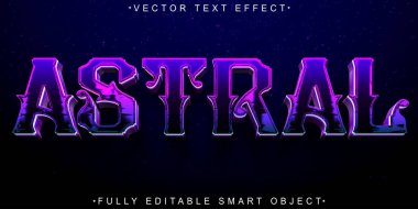 Koyu Mor Astral Vektör Tamamen Düzenlenebilir Akıllı Nesne Metin Efekti