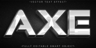 Gümüş Parlak Balta Vektörü Tamamen Düzenlenebilir Akıllı Nesne Metin Efekti